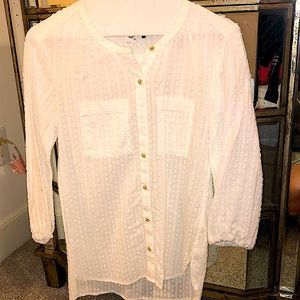 Anthropologie White Button Down with 3/4 Sleeves